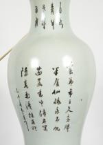 CHINE vers 1900 - VASE en porcelaine. (monté en lampe)...