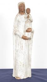 STATUETTE en grès émaillé blanc à sujet de la Vierge...