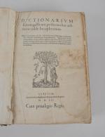 [ESTIENNE, Robert]. 
Dictionarium latinogallicum, 
postrema hac æditione valde locupletatum. 
Lutetiæ:...