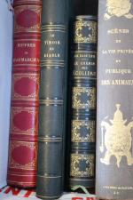 REUNION d'OUVRAGES (1 carton) dont oeuvres de Beaumarchais, deux volumes,...