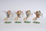 ELASTOLIN /Moyen-âge. Six cavaliers (dont un incomplet), un cheval, un...