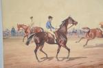 AUDY Johnny (1844-1882). "Avant la course", aquarelle très fraiche et...