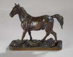 MENE Pierre-Jules (1810-1879). "Cheval Percheron", bronze à patine brune signé...
