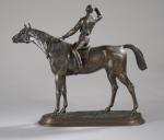 MOIGNIEZ, Jules (1835-1894). "Avant la course", bronze à patine médaille...