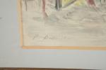 DUBAUT Pierre (1886-1968). "Entrée en piste", grande aquarelle signée en...