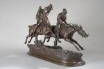DELABRRIERE, Edouard Paul (1829-1912). La course. Bronze à patine brune...