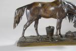 JACQUEMART Alfred (1824-1896). "Cheval et chien à l'écurie", bronze à...