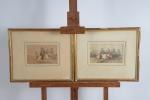 FORT Théodore (1810-1896). "Carrousel", paire d'aquarelles  signées. 14 x...