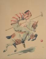 CONDAMY Charles (de) (1855-1913). "Joueur de polo", gouache signée en...