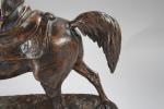 MENE Pierre Jules (1810-1879). "Cheval de Spahi au piquet", bronze...