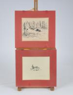 D'ARCY "Sanglier", et G. de GEOFFOY "Lièvre", deux dessins à...