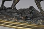 MOIGNIEZ Jules (1835-1894). "Setter à la perdrix". Bronze, signé. H....