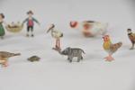 LOT de petits animaux miniatures en bronze polychrome et divers,...