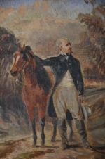 ECOLE FRANCAISE du 19ème siècle. "Dandy et son cheval", huile...