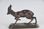 BARYE Antoine Louis (1796-1875). "Chamois", bronze à patine brune signé...