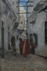 TEN CATE Siebe Johannes (1858-1908).
"Rue de la casbah Alger animée...