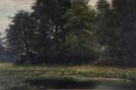 VERSTRAETE, Theodoor (1851-1907). Paysage en bord de rivière. Huile sur...