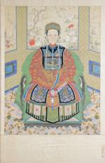 CHINE, 19ème siècle - Paire de portraits de Dignitaires peints...