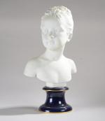 HOUDON (d'après). "Buste d'Alexandre Brongniart" (H. 45 cm) et "Buste...