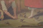 ECOLE FRANCAISE du 19ème siècle. "Les oisillons", huile sur toile....