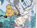 Sérigraphie, Tintin au Congo, Hergé. 69 x 49 cm. Encadrée...