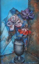 HENRY Pierre (1924-2015). "Bouquet de fleurs", peinture sur toile signée...