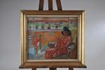 LOMBARD, Jean (1895-1983). "La martiniquaise", huile sur toile signée en...