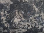 * HUCHTENBURG (d'après) "Bataille de Mons, 1709". Gravure en noir....