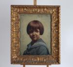 * ESPELT Joseph. A. (19ème-20ème). "Portrait de garçonnet", huile sur...