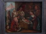 * ECOLE FLAMANDE du 18ème siècle. "Nativité", huile sur bois....