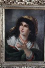 SICARD (école française vers 1900). "Femme au collier de perles",...
