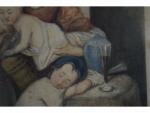 ECOLE FRANCAISE du 19e siècle. «Père endormi et sa famille»....