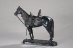 ILLIERS Gaston (d') (1876-1932). "Jument arabe", bronze à patine brune...