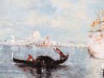 CALDERON, Charles Clément (1870  1906) ?
"Bataille navale à Venise" 
huile...