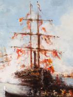 CALDERON, Charles Clément (1870  1906) ?
"Bataille navale à Venise" 
huile...