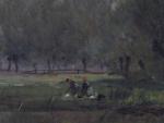 ROZIER, Jules (1821-1882). Paysage animé. Huile sur toile signée en...