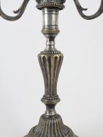 CANDELABRES (paire de) en bronze argenté, deux lumières, avec cassolettes...