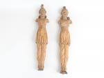 CARIATIDES (paire de) éléments de mobilier en bois sculpté, fin...