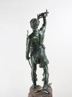 MARIOTON, Eugène (1854-1933). Le vainqueur. Bronze à patine verte sur...