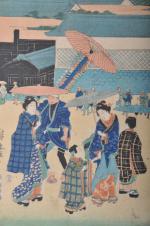 HIROSHIGE (1796-1858). "Hiyashima Shento Temple Inland Sea" (36 x 24...