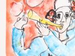 RAYA-SORKINE, Alain dit RAYA (1936). La clarinette. Aquarelle et craies...