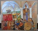 PINCA, Moreno (né en 1936). "La synagogue", huile sur toile...