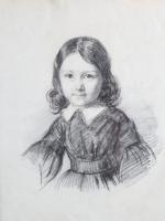 ECOLE FRANCAISE du 19ème siècle. "Portrait de fillette", fusain. 27,5...