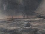 LEDUC, Charles (1831-1911). Voiliers et bateau. Dessin au fusain et...