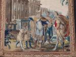 BRUXELLES, 17ème siècle "Personnages dans un parc sur fond de...