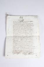 ACTE notarié du 17ème siècle avec seaux à cire noir...