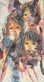BERTSCHI, Pierre (1941). Etude d'enfant. Peinture sur toile signée en...