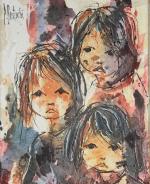 BERTSCHI, Pierre (1941). Etude d'enfant. Peinture sur toile signée en...