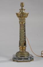 PIED de lampe colonne corinthienne en cristal et bronze vers...