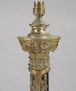 PIED de lampe colonne corinthienne en cristal et bronze vers...